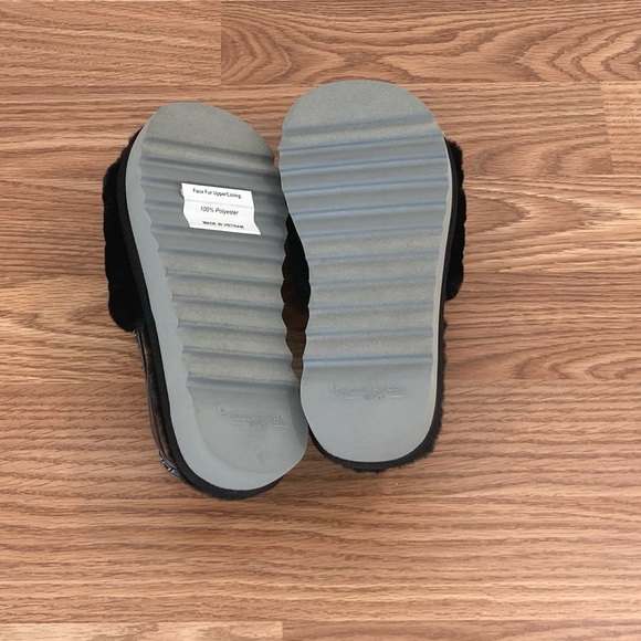 Koolaburra bu UGG Fuzz’n ll Black Faux Fur Slingback Slide Sandals Size 5 NIB - Picture 6 of 8